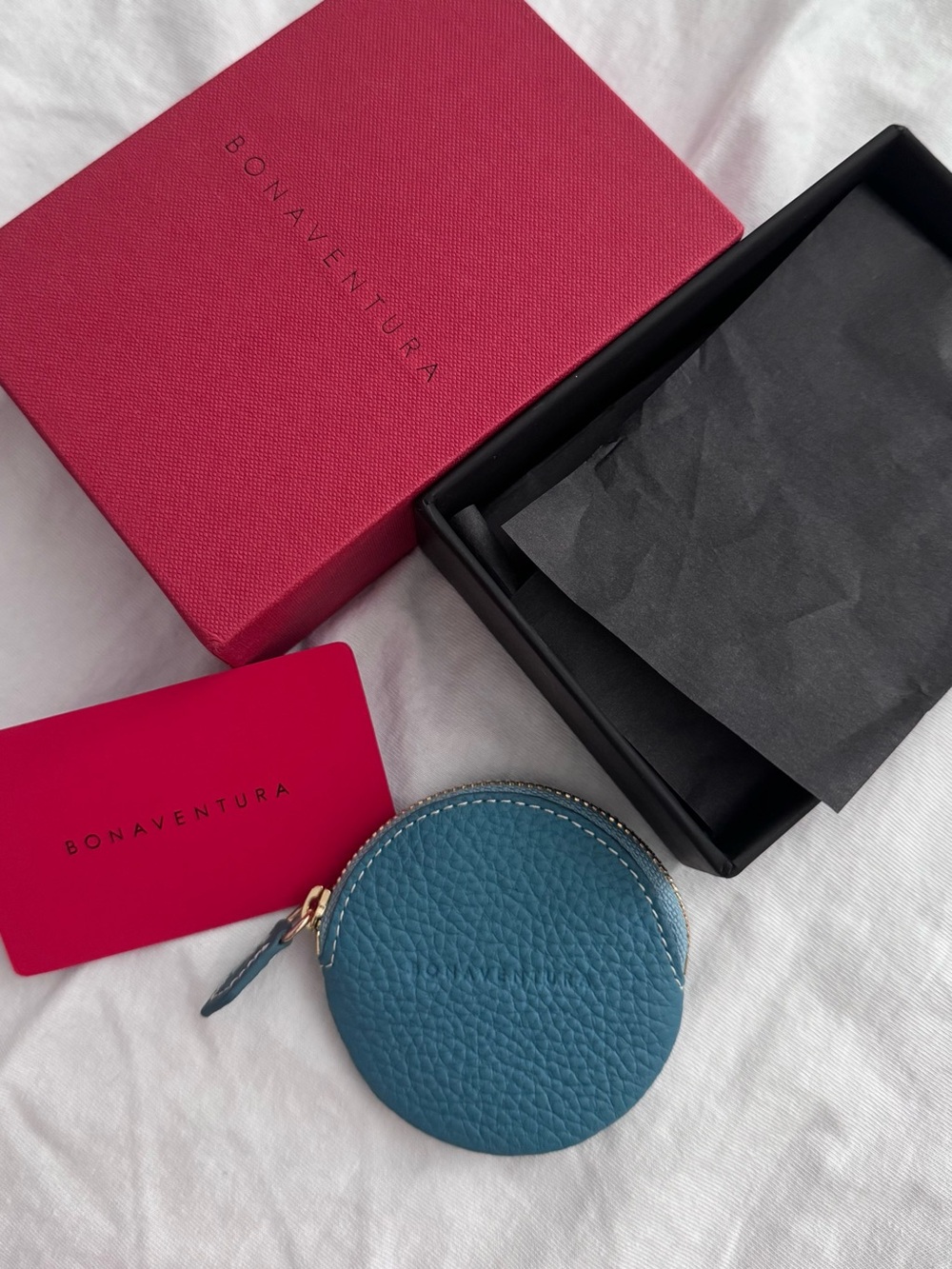Bonaventura Leather Round Coin Case - Cyan